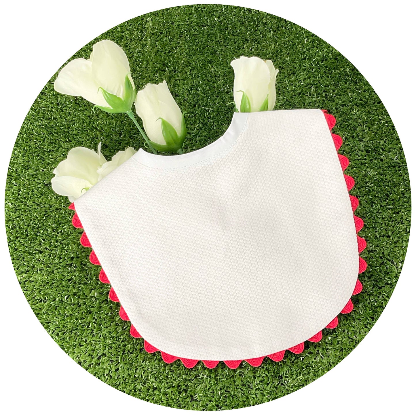 Red Cotton Pique Baby Bib