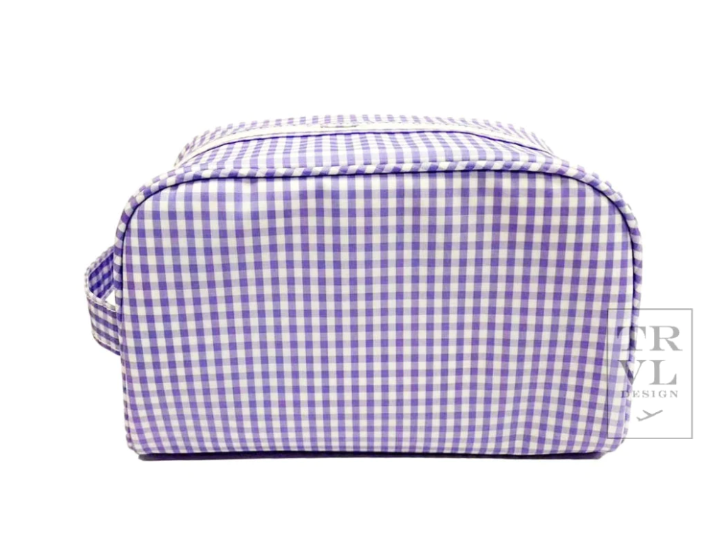 Stowaway Toiletry Bag- Gingham Lilac