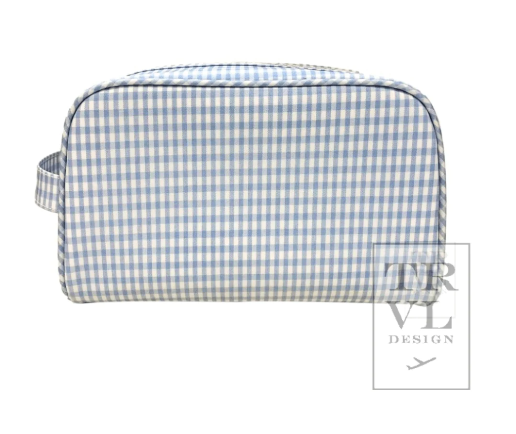 Stowaway Toiletry Bag- Gingham Sky
