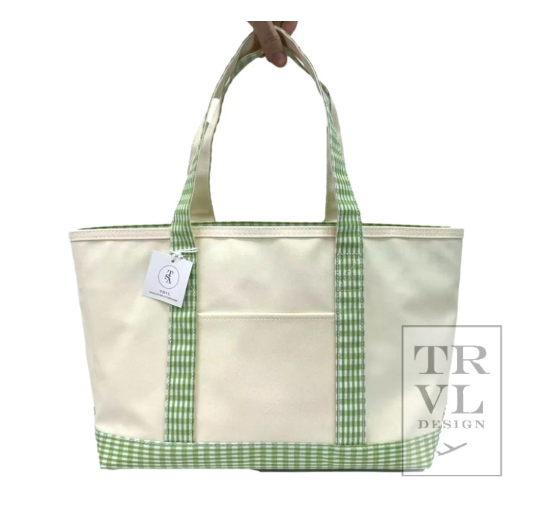 Maxi Tote- Coated Canvas Leaf Green