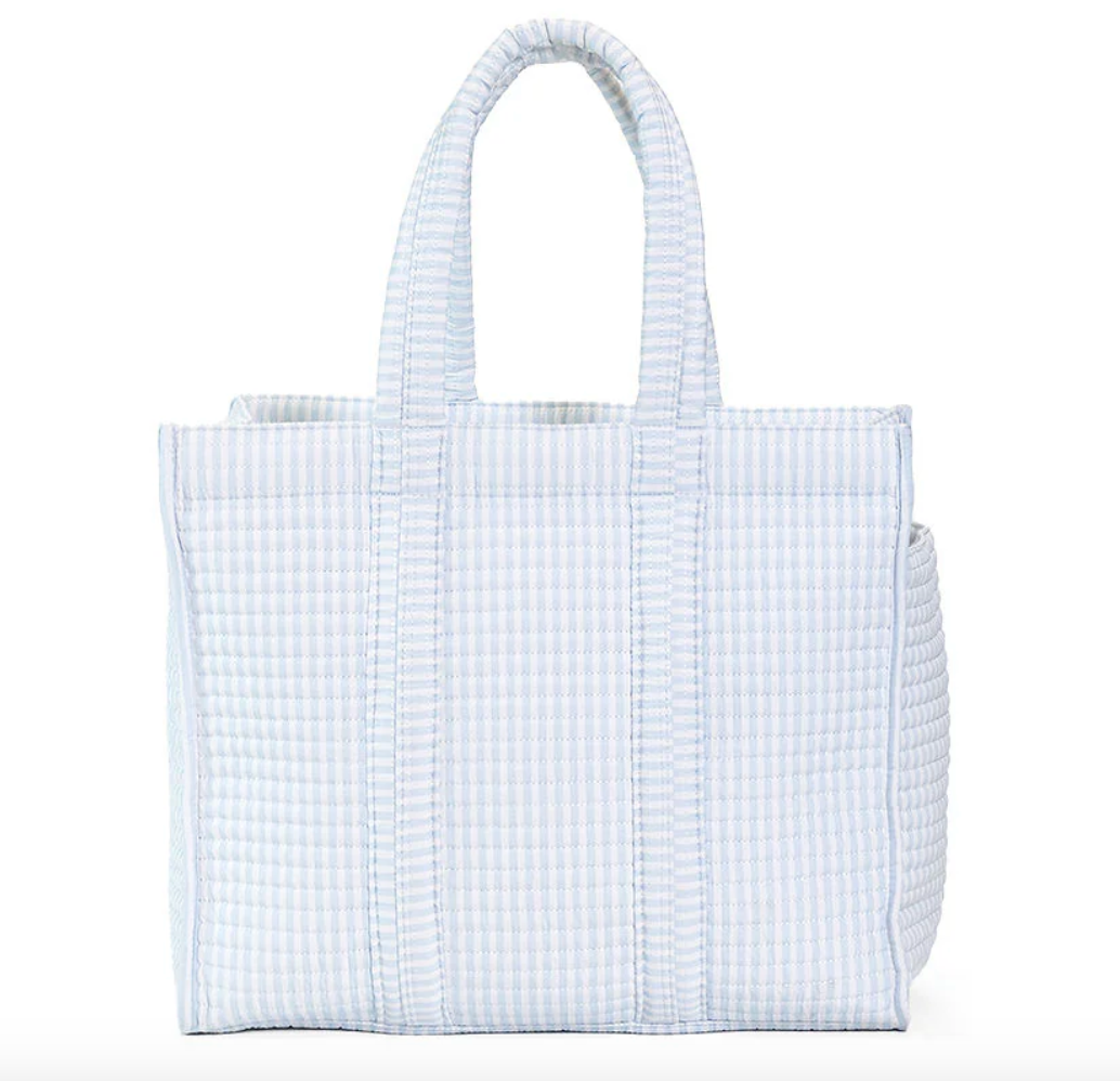 QUILTED GO GO TOTE - PIMLICO STRIPE BLUE