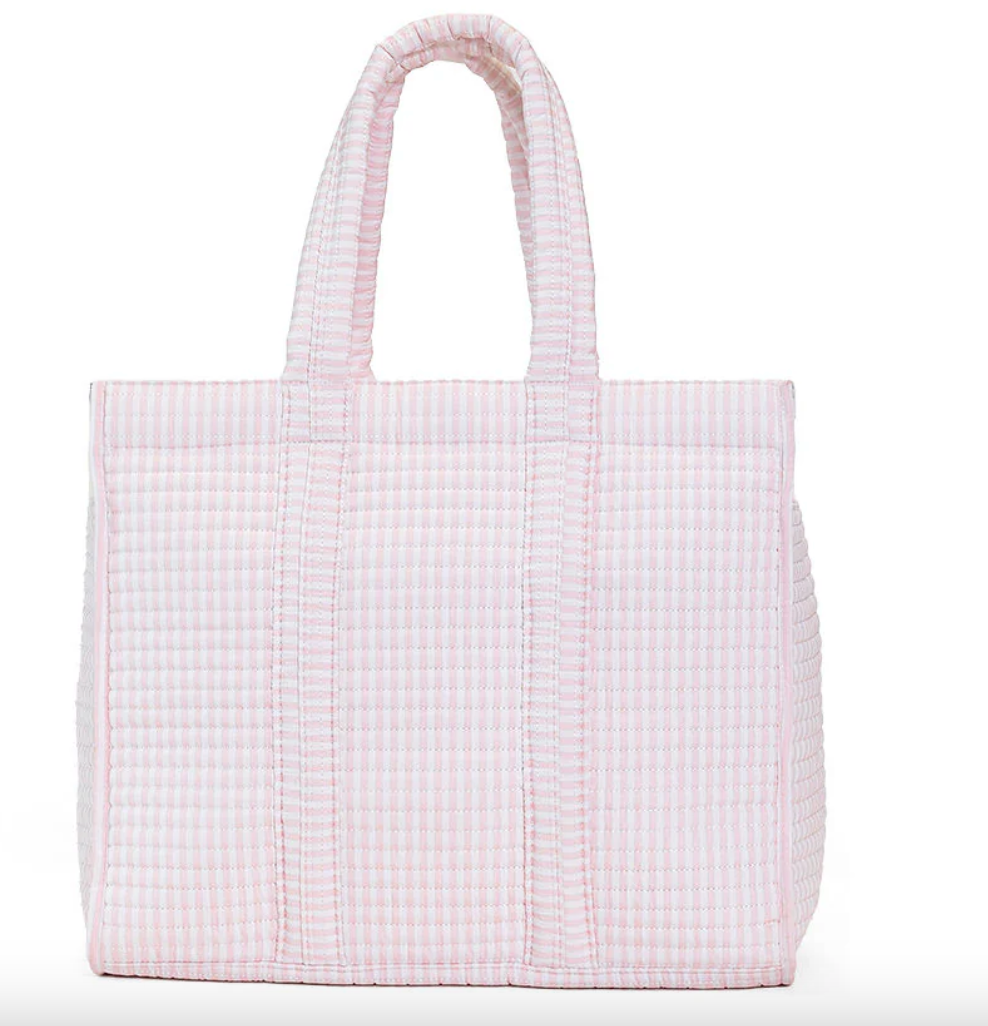 QUILTED GO GO TOTE - PIMLICO STRIPE PINK