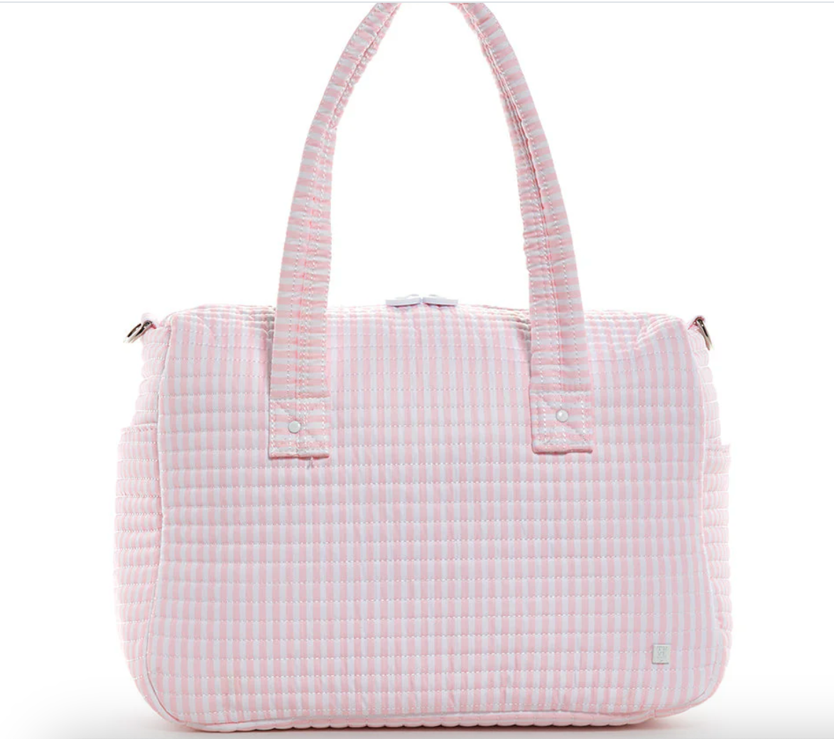QUILTED STROLLER BAG - PIMLICO STRIPE PINK