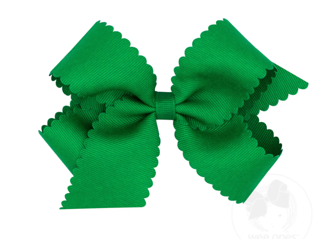 Medium Grosgrain Hair Bow with Scalloped Edge