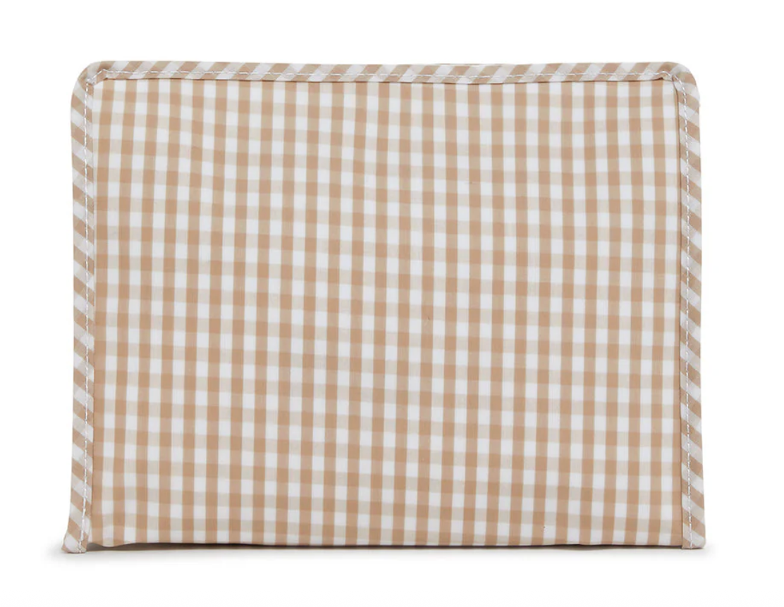 Gingham Khaki LARGE Roadie with Applique