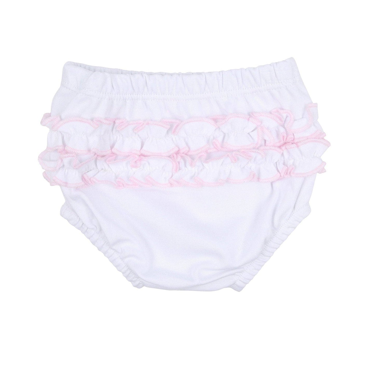 Baby Joy Ruffle Diaper Cover Set with Pink Crochet Trim