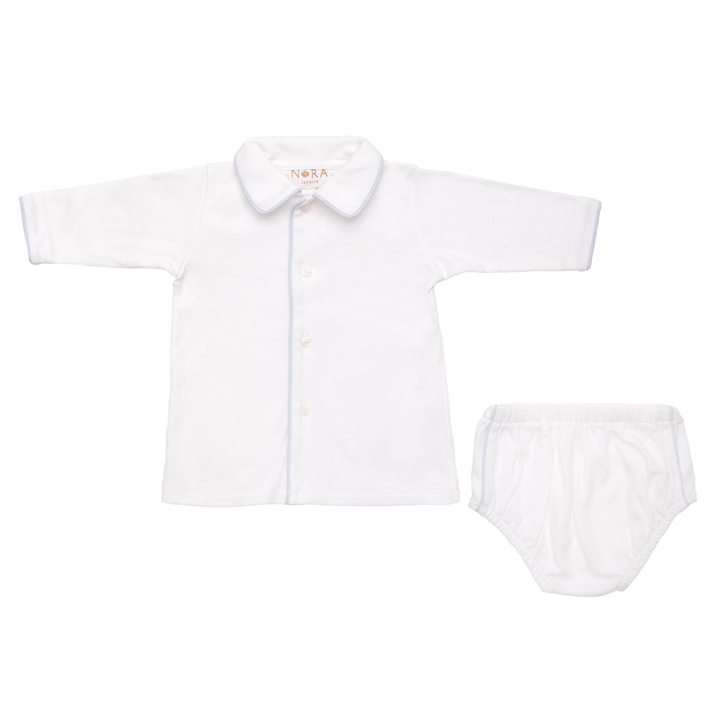 Baby Cotton Knit Long Sleeve Diaper Set: Pink / 3-6M