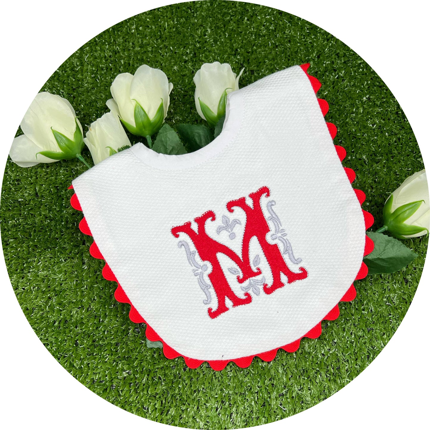 Red Cotton Pique Baby Bib