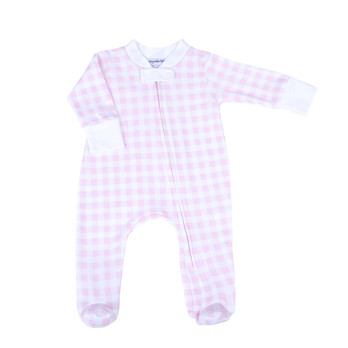 Baby Checks Zipper Footie - Pink: Pink / NB