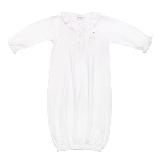 Baby Teddy Bear Cotton Knit Sack: Pink / 3-6M