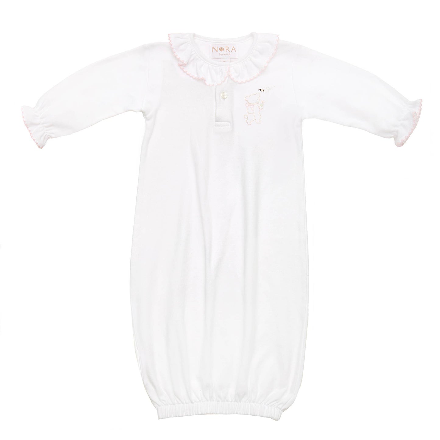 Baby Teddy Bear Cotton Knit Sack: Pink / 0-3M
