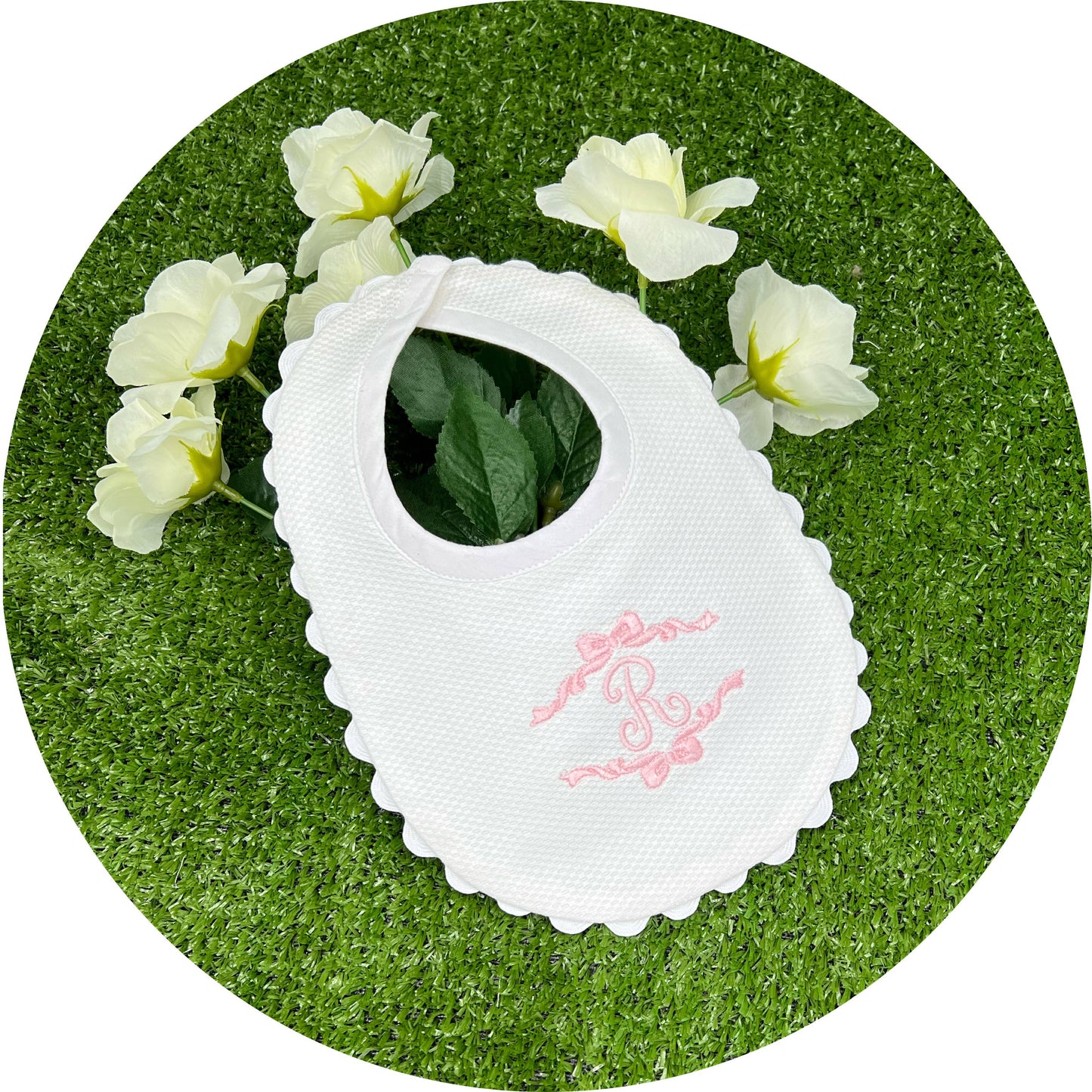 White Cotton Pique Infant Bib