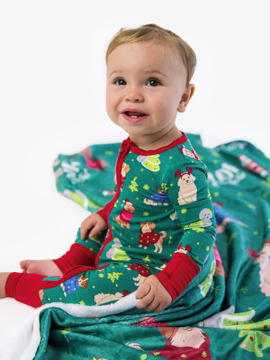 Ruffle Butts Boy- Bamboo Viscose Paw-liday Pals Christmas Dogs