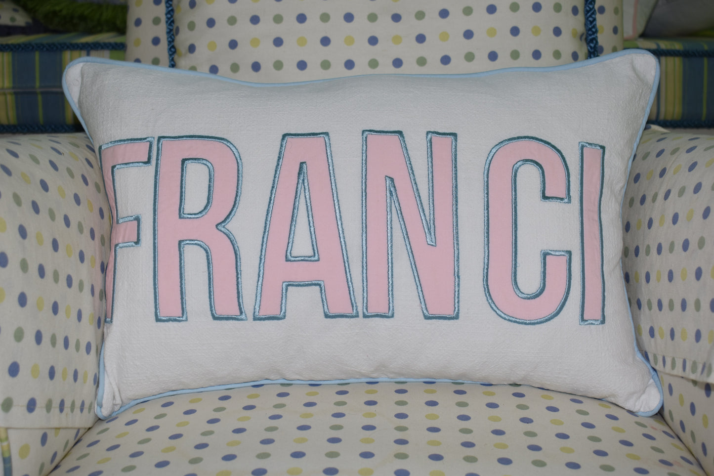 Applique Name Pillow Cover