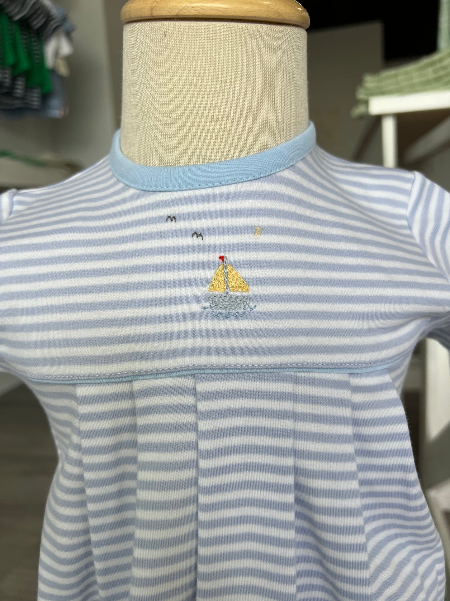Sailboat & Seagulls Pleated Romper