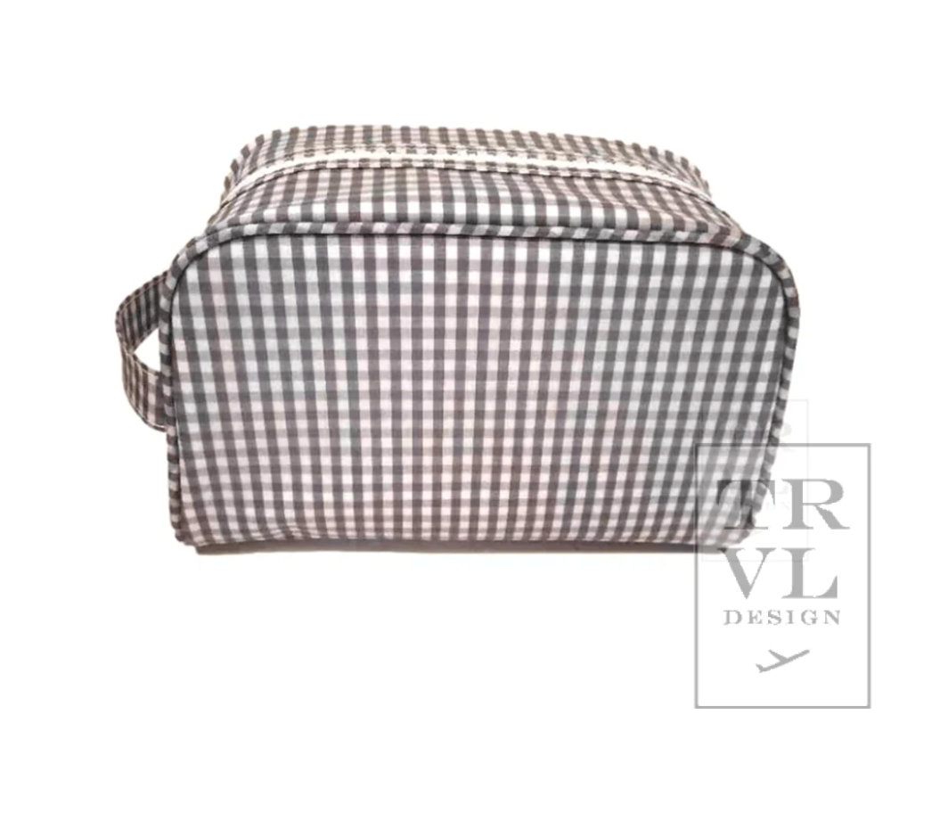 Stowaway Toiletry Bag- Gingham Grey