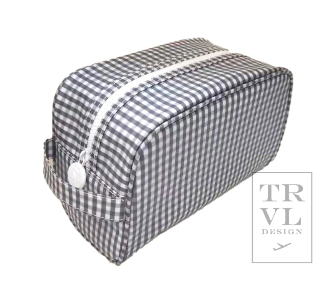 Stowaway Toiletry Bag- Gingham Grey