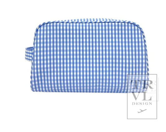 Stowaway Toiletry Bag- Gingham Sky