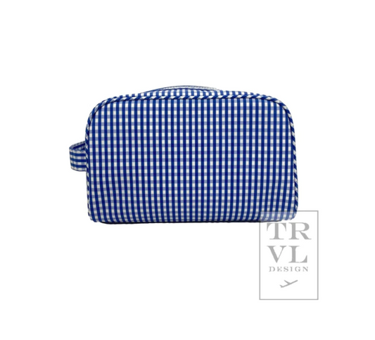 Stowaway Toiletry Bag- Gingham Royal