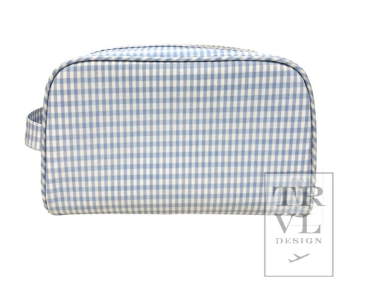 Stowaway Toiletry Bag- Gingham Sky