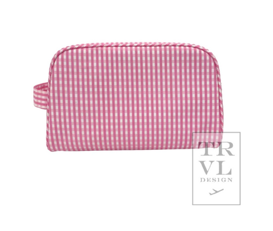 Stowaway Toiletry Bag- Gingham Pink