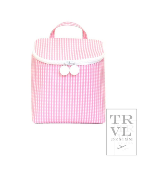 Takeaway Lunch Bag- Gingham Pink