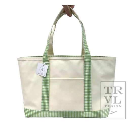 Maxi Tote- Coated Canvas Leaf Green