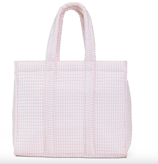 QUILTED GO GO TOTE - PIMLICO STRIPE PINK