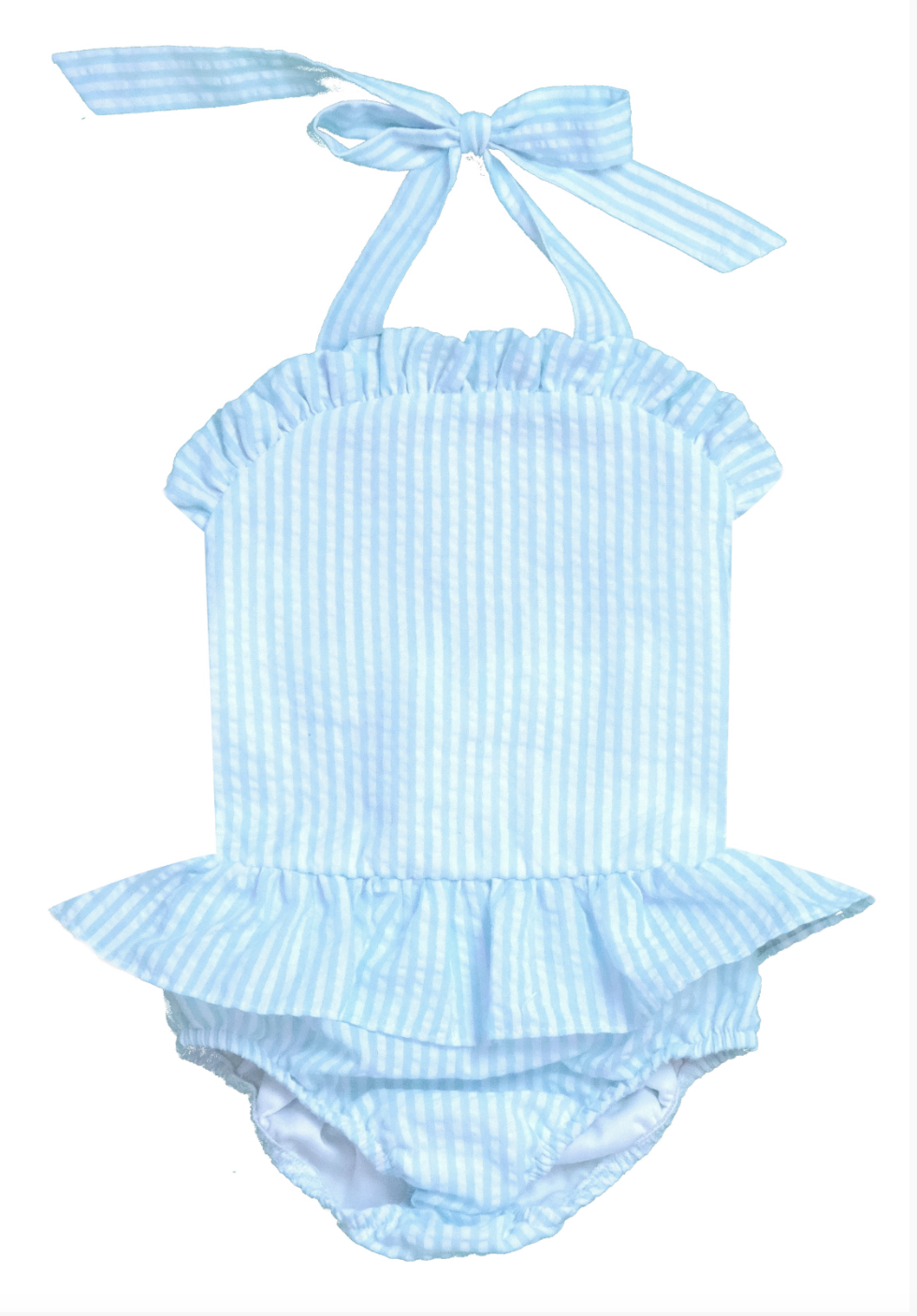 Seersucker one piece bathing suit