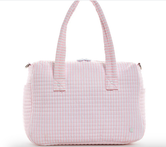 QUILTED STROLLER BAG - PIMLICO STRIPE PINK