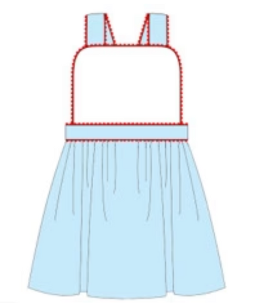 Light Blue with Red RicRac Dress