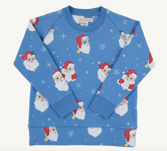 Cassidy Comfy Crewneck-Dear Santa (Barbados Blue)