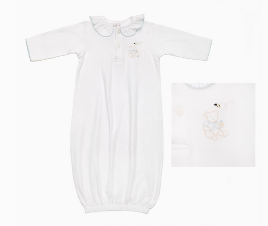 Baby Teddy Bear Cotton Knit Sack: Blue