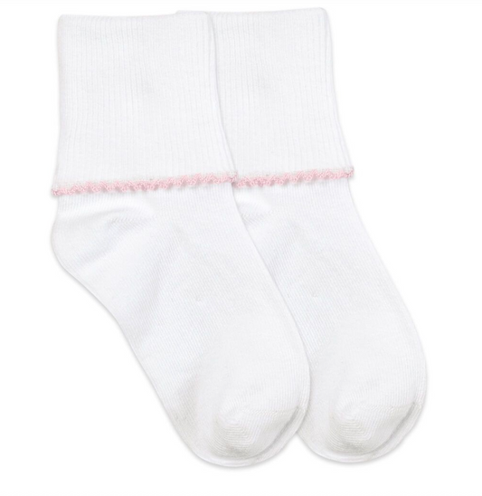 Smooth Toe Tatted Edge Turn Cuff- Pink
