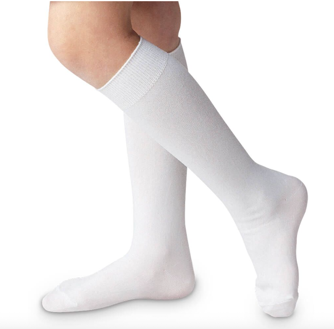 Classic White Nylon Knee High Socks