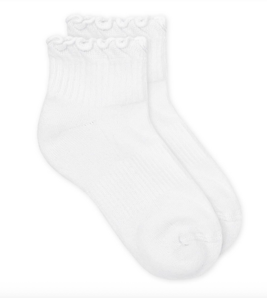 smooth Toe Ruffle Ripple Edge Sport Quarter Socks