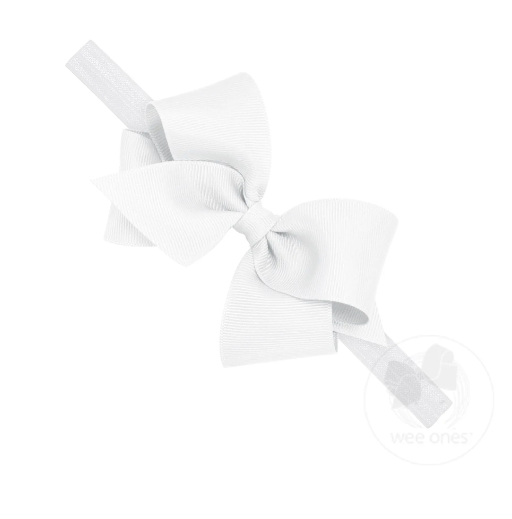 Small Classic Grosgrain Girls Hair Bow on Baby Headband