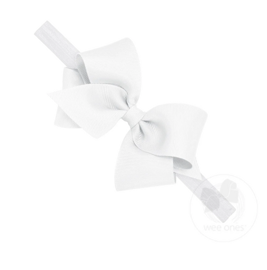 Small Classic Grosgrain Girls Hair Bow on Baby Headband