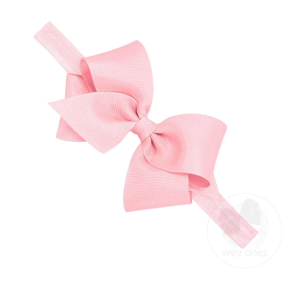 Small Classic Grosgrain Girls Hair Bow on Baby Headband