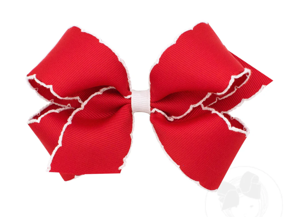 Medium Moonstitch Grosgrain Hair Bow with Contrasting Wrap