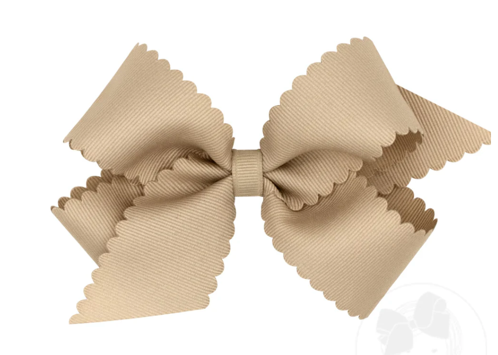 Medium Grosgrain Hair Bow with Scalloped Edge