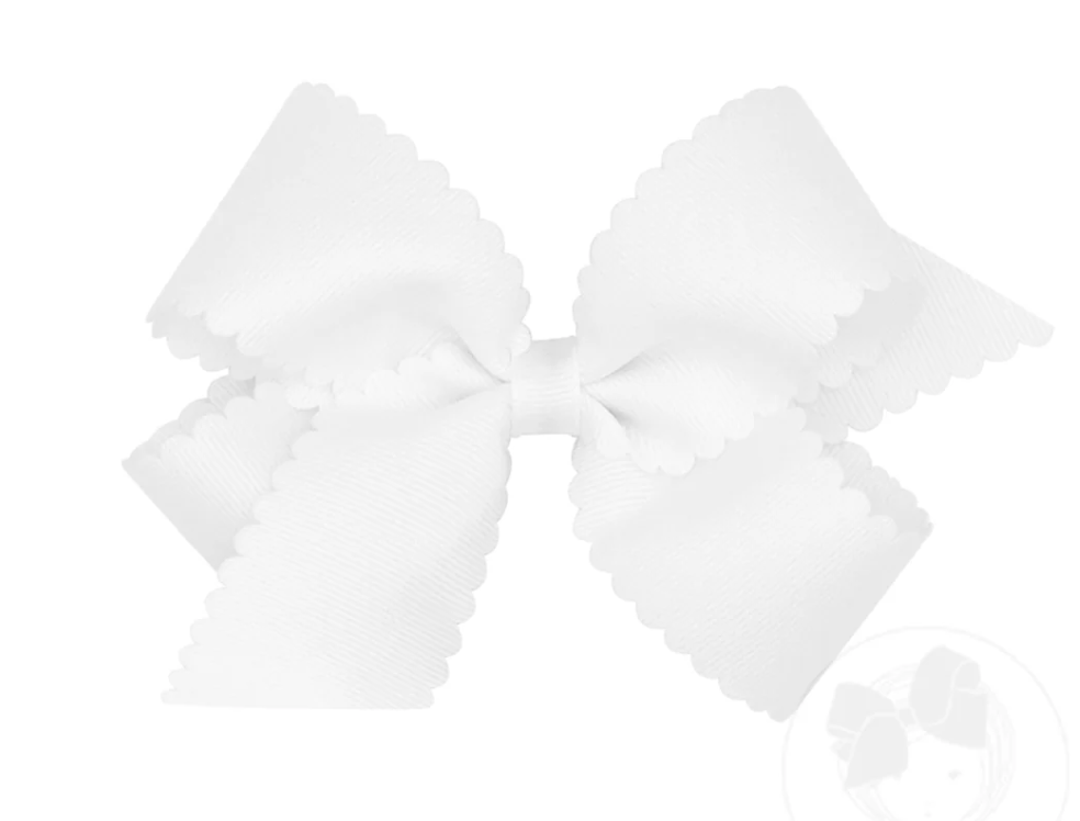 Medium Grosgrain Hair Bow with Scalloped Edge