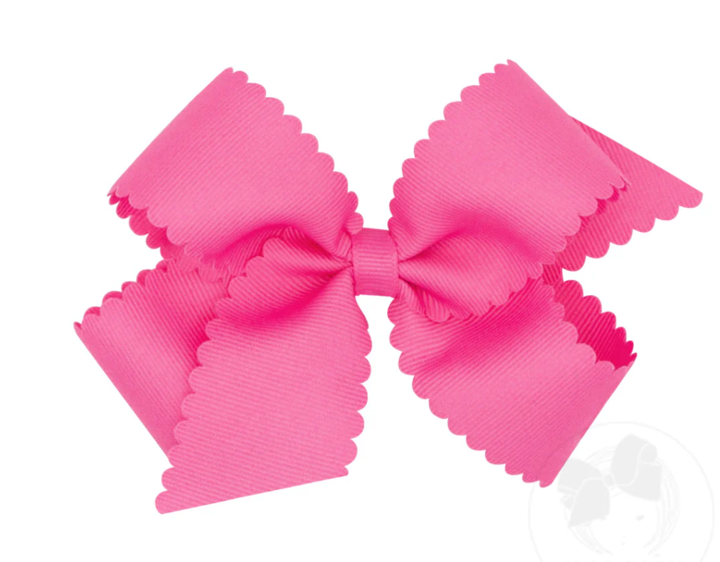 Medium Grosgrain Hair Bow with Scalloped Edge