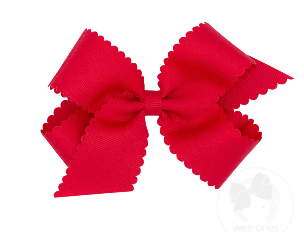Medium Grosgrain Hair Bow with Scalloped Edge