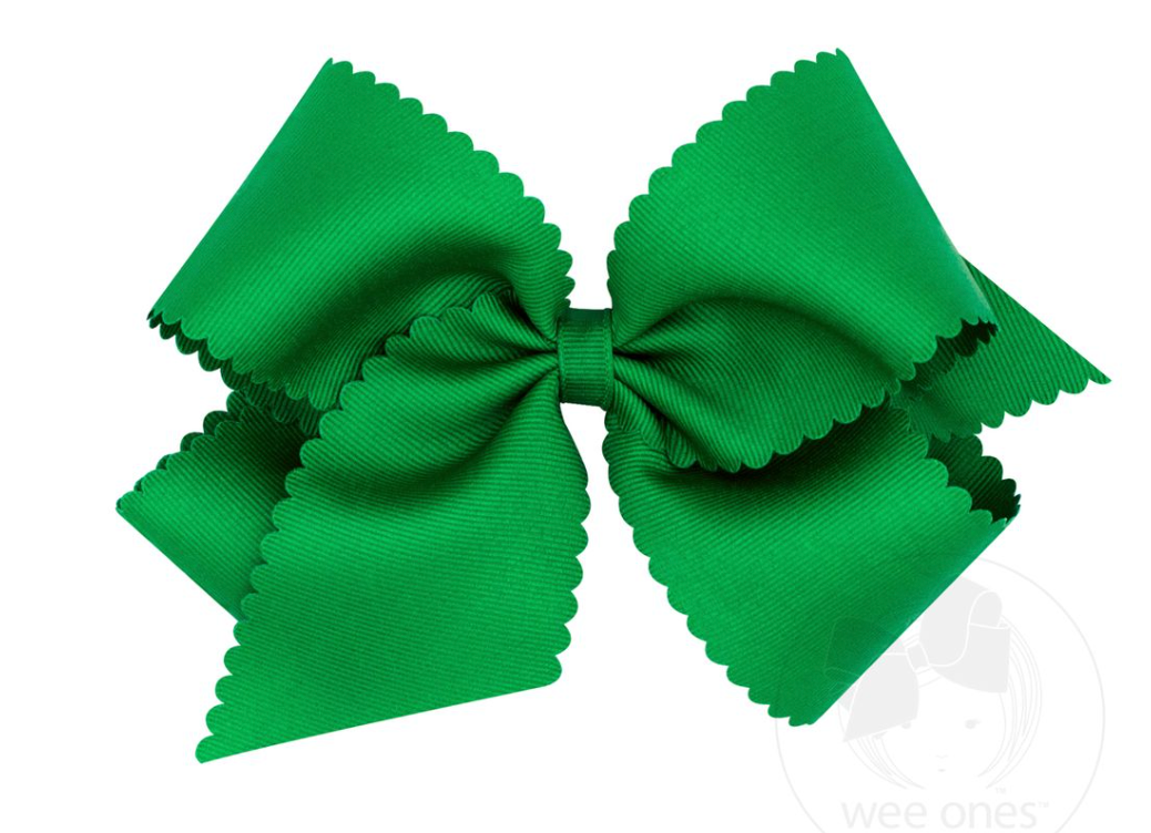 King Grosgrain Hair Bow Scalloped Edge