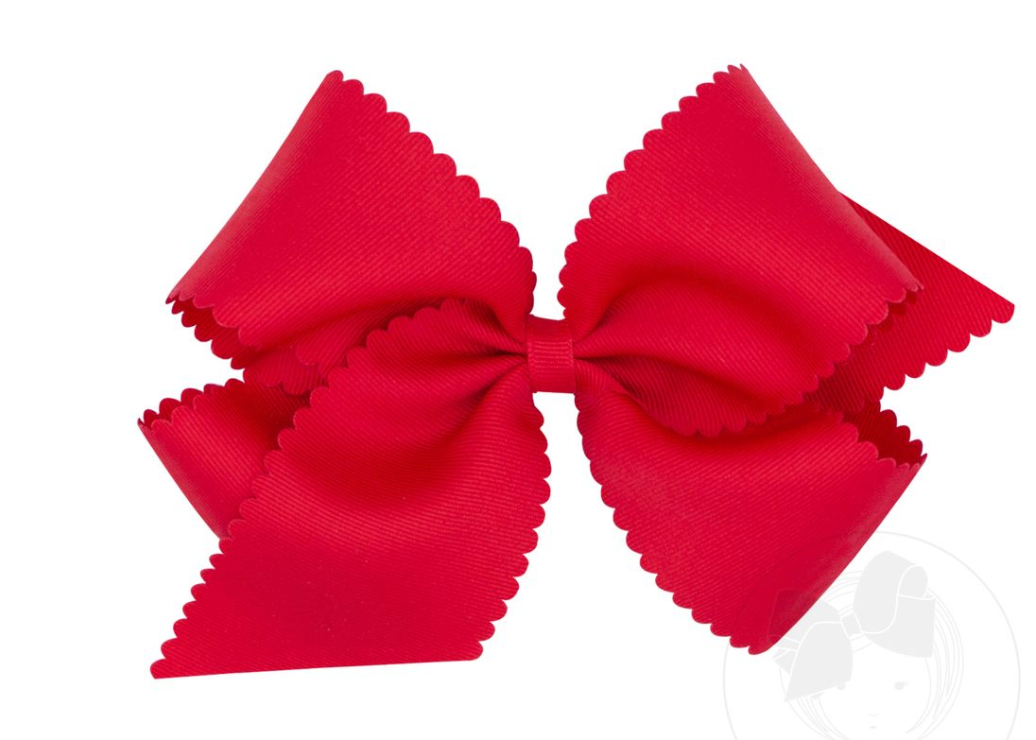 King Grosgrain Hair Bow Scalloped Edge