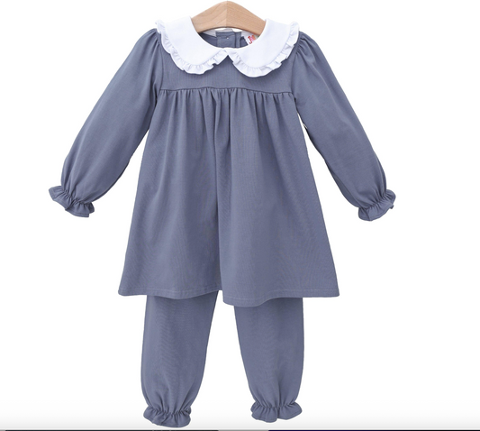 Catherine Bloomer Pant Set - Dusty Blue