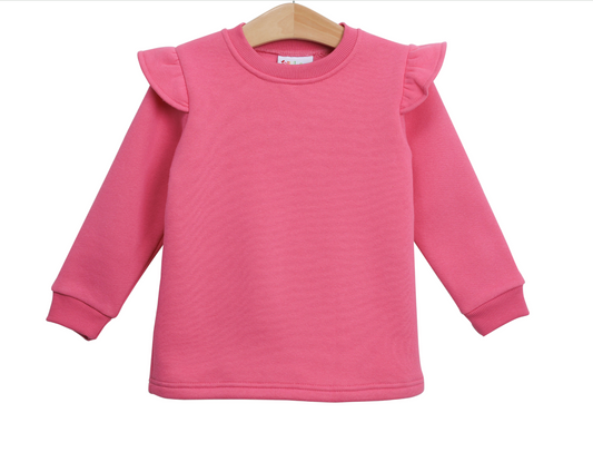 Ruffle Sweatshirt- Hot Pink
