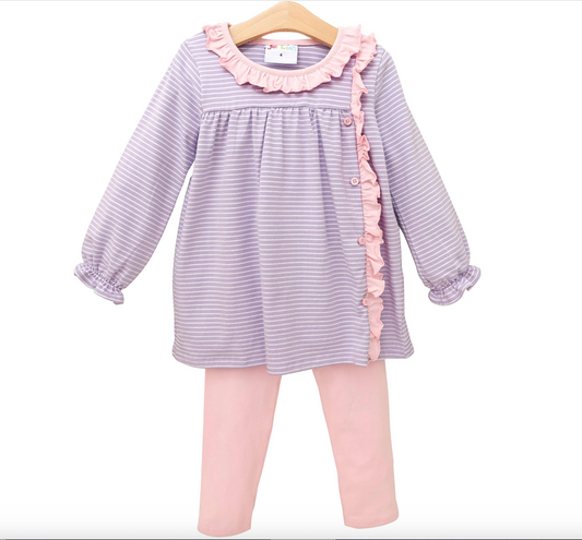 Clara Pant Set - Purple Stripe/Pink