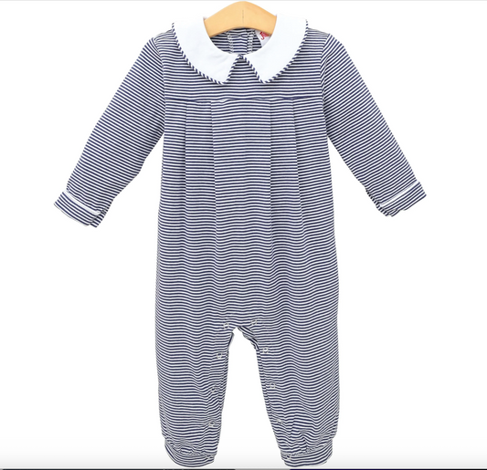 Henry Romper - Navy Blue Stripe